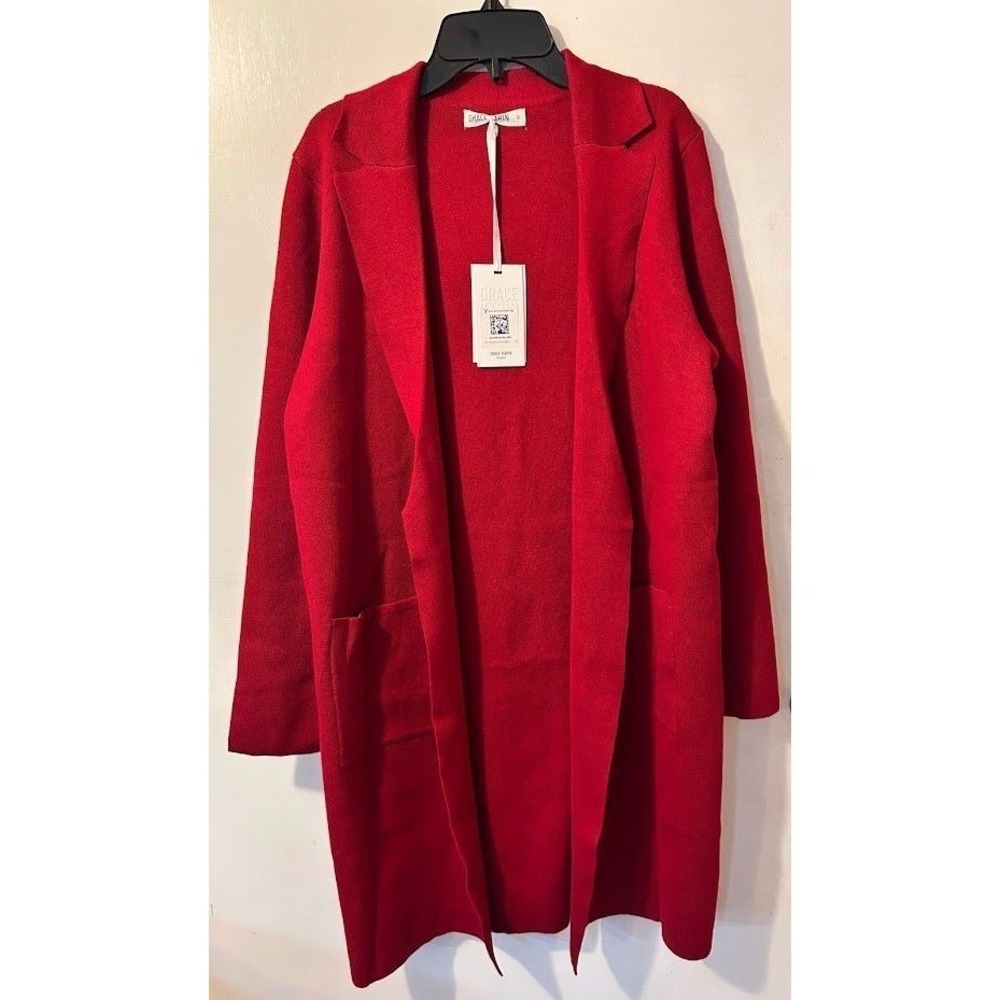 Grace Karin Women's Red Open Front Blazer Cardigan